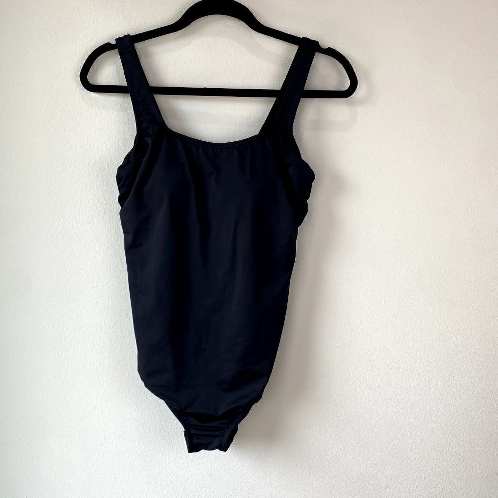 Lands End Tank One Piece Swimsuit Black 12